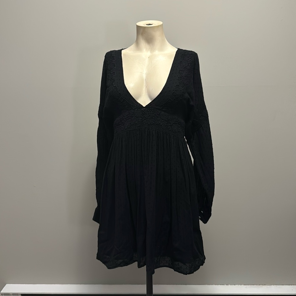 Free People Sugar Pie Black Mini Dress Size S
